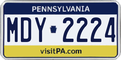 PA license plate MDY2224