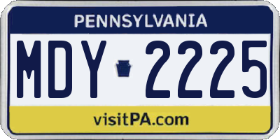 PA license plate MDY2225