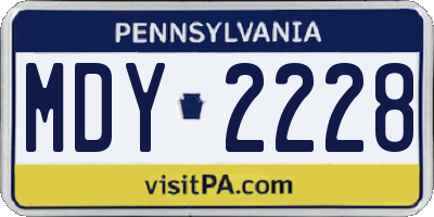 PA license plate MDY2228