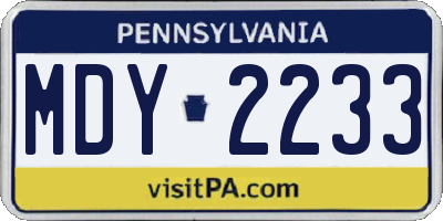 PA license plate MDY2233