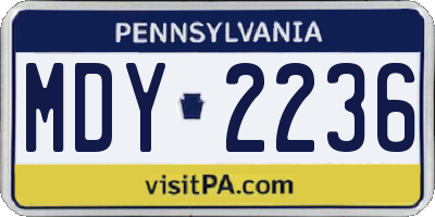 PA license plate MDY2236