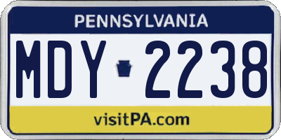 PA license plate MDY2238