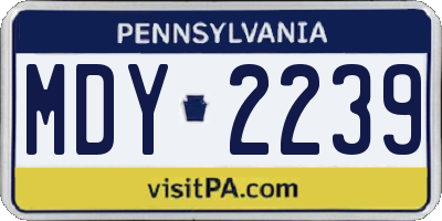 PA license plate MDY2239