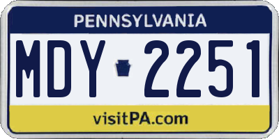 PA license plate MDY2251