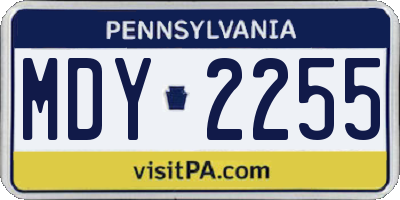 PA license plate MDY2255