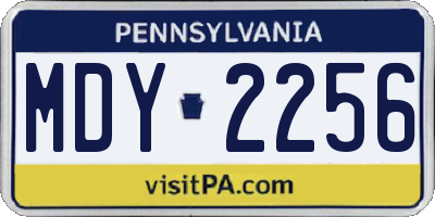 PA license plate MDY2256