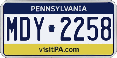 PA license plate MDY2258