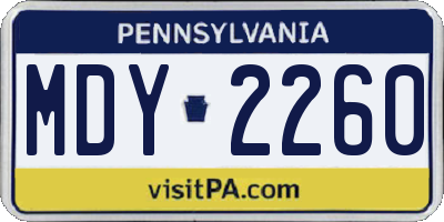 PA license plate MDY2260
