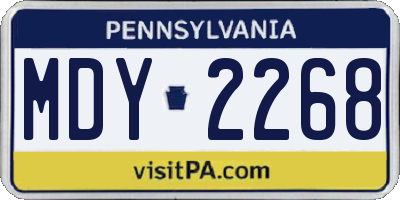 PA license plate MDY2268