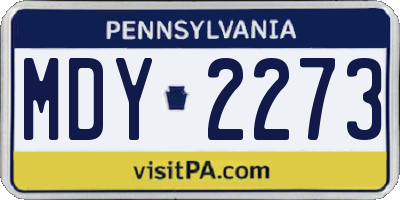 PA license plate MDY2273