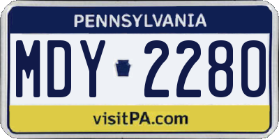 PA license plate MDY2280
