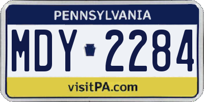 PA license plate MDY2284