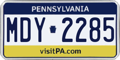 PA license plate MDY2285