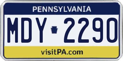 PA license plate MDY2290