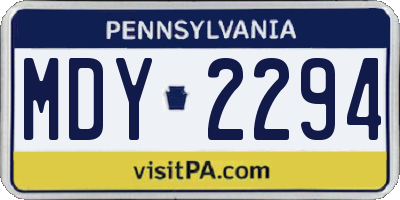 PA license plate MDY2294