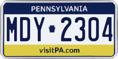 PA license plate MDY2304