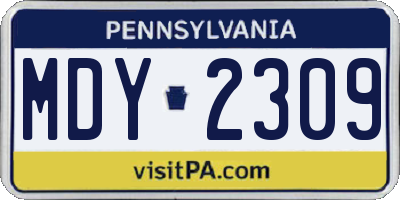 PA license plate MDY2309