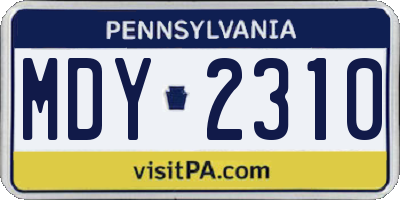 PA license plate MDY2310