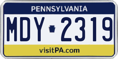 PA license plate MDY2319