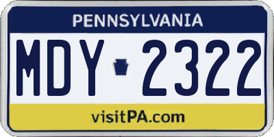 PA license plate MDY2322