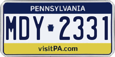 PA license plate MDY2331