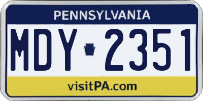 PA license plate MDY2351