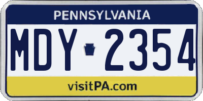 PA license plate MDY2354