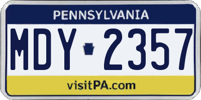 PA license plate MDY2357