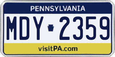 PA license plate MDY2359