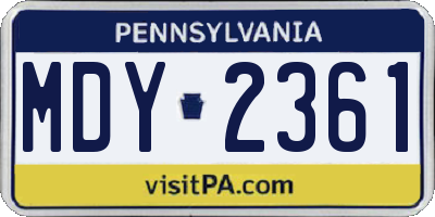 PA license plate MDY2361