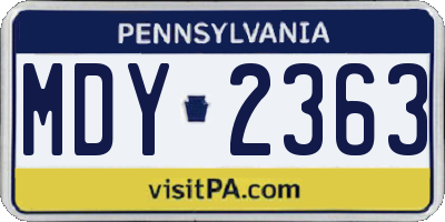 PA license plate MDY2363