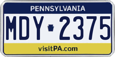 PA license plate MDY2375
