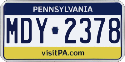 PA license plate MDY2378