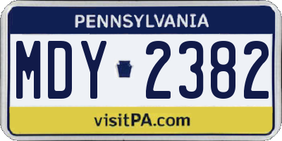 PA license plate MDY2382