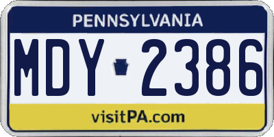 PA license plate MDY2386