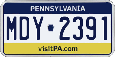 PA license plate MDY2391