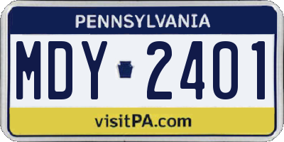 PA license plate MDY2401