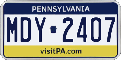 PA license plate MDY2407