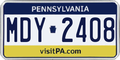 PA license plate MDY2408