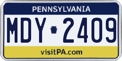 PA license plate MDY2409