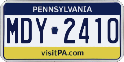 PA license plate MDY2410