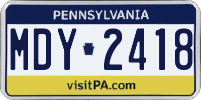 PA license plate MDY2418