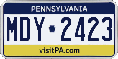 PA license plate MDY2423