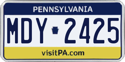 PA license plate MDY2425
