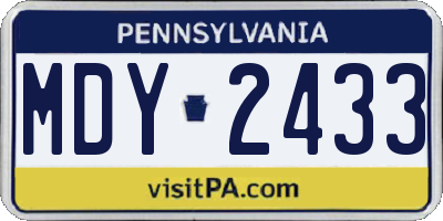 PA license plate MDY2433