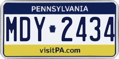 PA license plate MDY2434