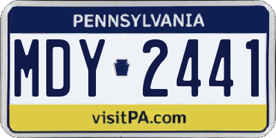 PA license plate MDY2441