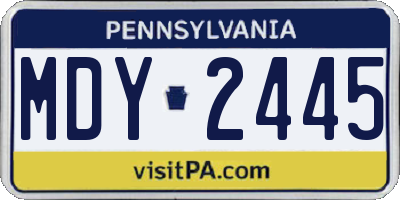 PA license plate MDY2445