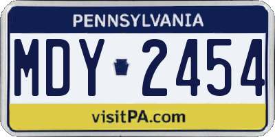 PA license plate MDY2454