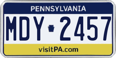 PA license plate MDY2457